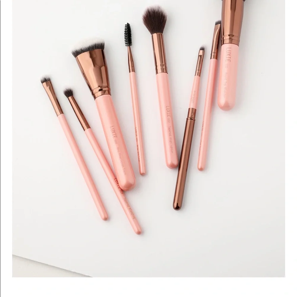 LUXIE 8p COMPLETE FACE BRUSH SET - ROSE GOLD $80 NIB